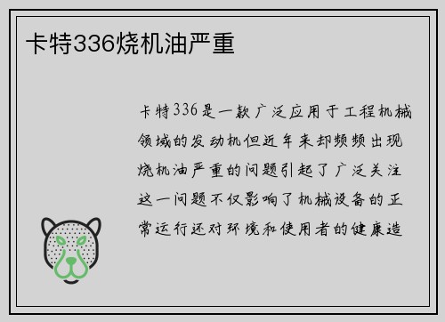 卡特336烧机油严重